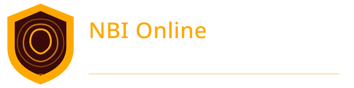 NBI Appointment Guide logo with maroon and golden emblem style for an online appointment information website.