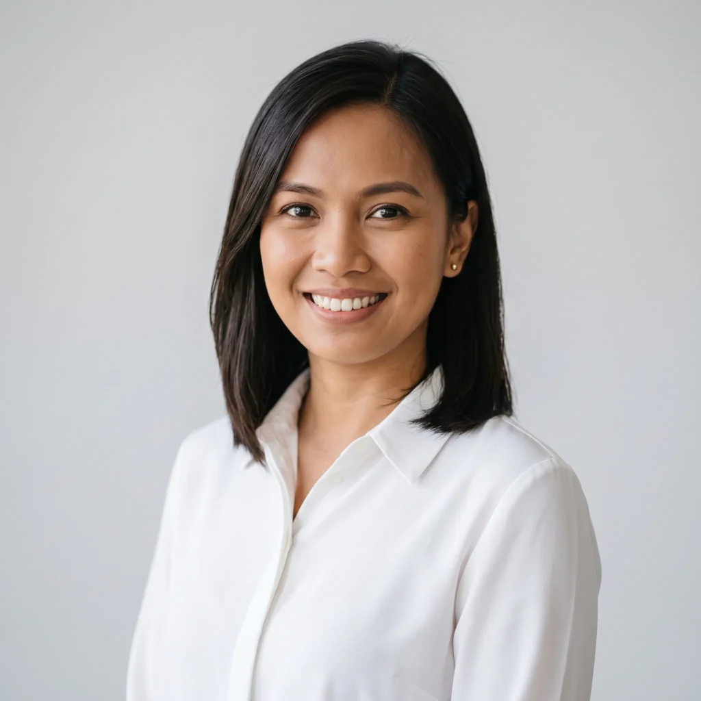 Professional headshot of Maria Santos author of Nbiclearanceonline.com website wearing a white shirt against a clean neutral background.